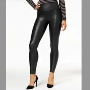 Spanx Faux Leather Leggings High Rise Shapewear Size Medium Women's